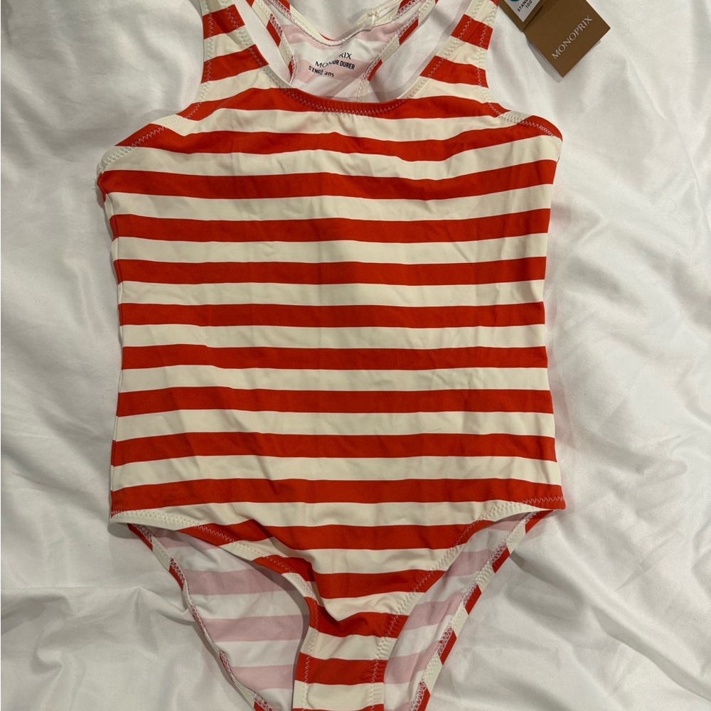 Monoprix Red and White Striped Swimsuit, new with tags